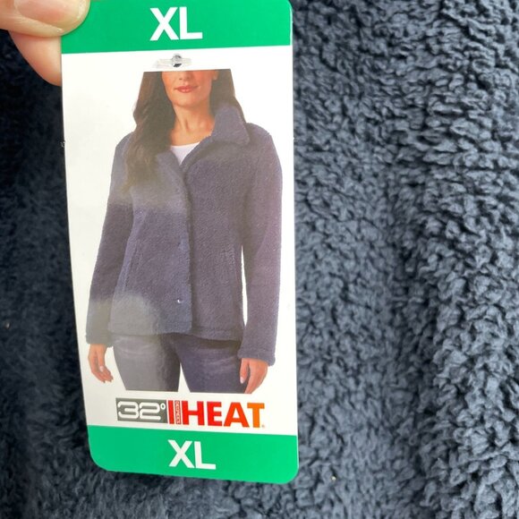 32 Degrees Heat Women's XL Navy Faux Fur Plush Jacket Jck0247 - Picture 8 of 11